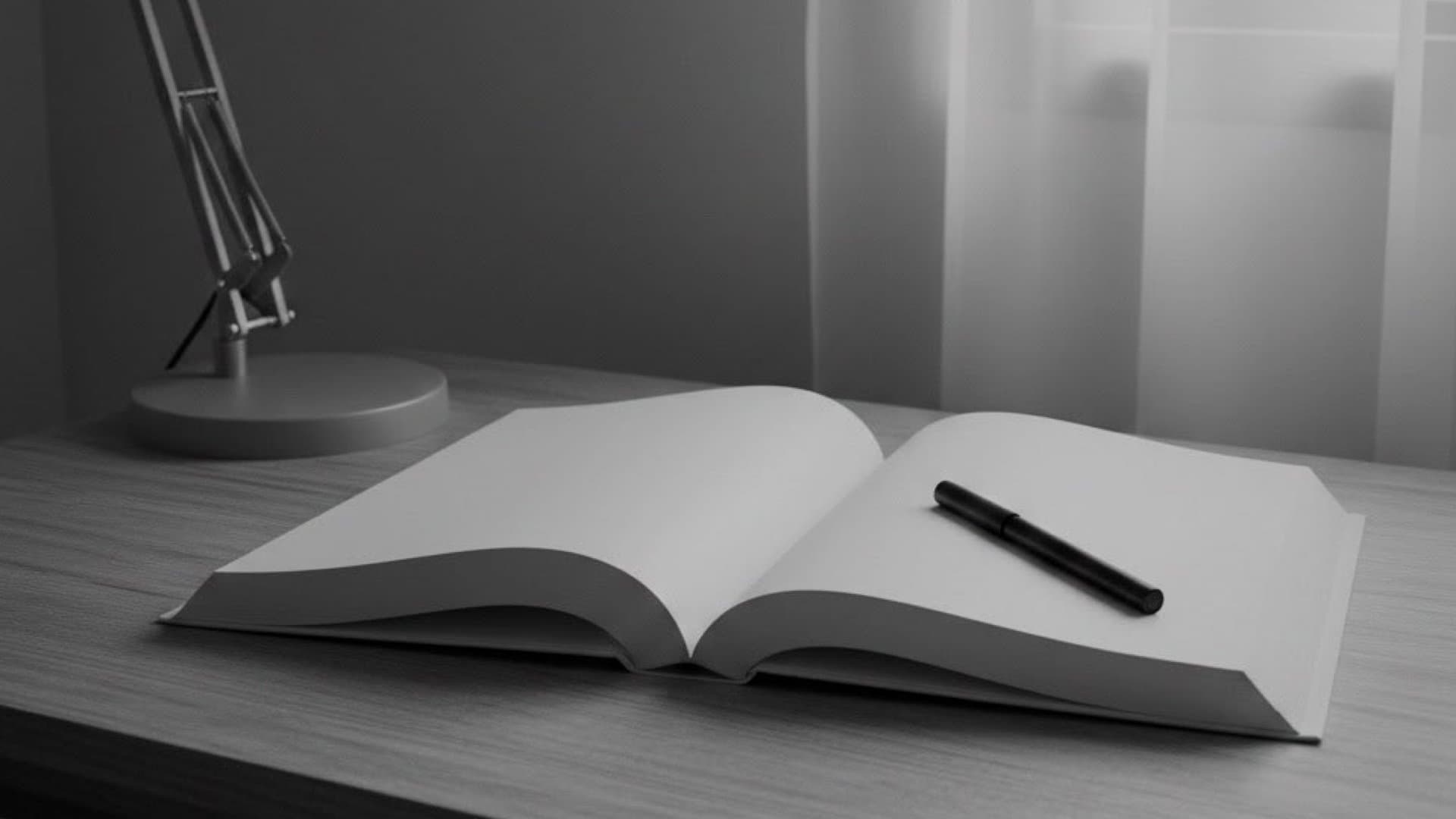 真っ白い教科書が象徴的に机の上に置いてある。