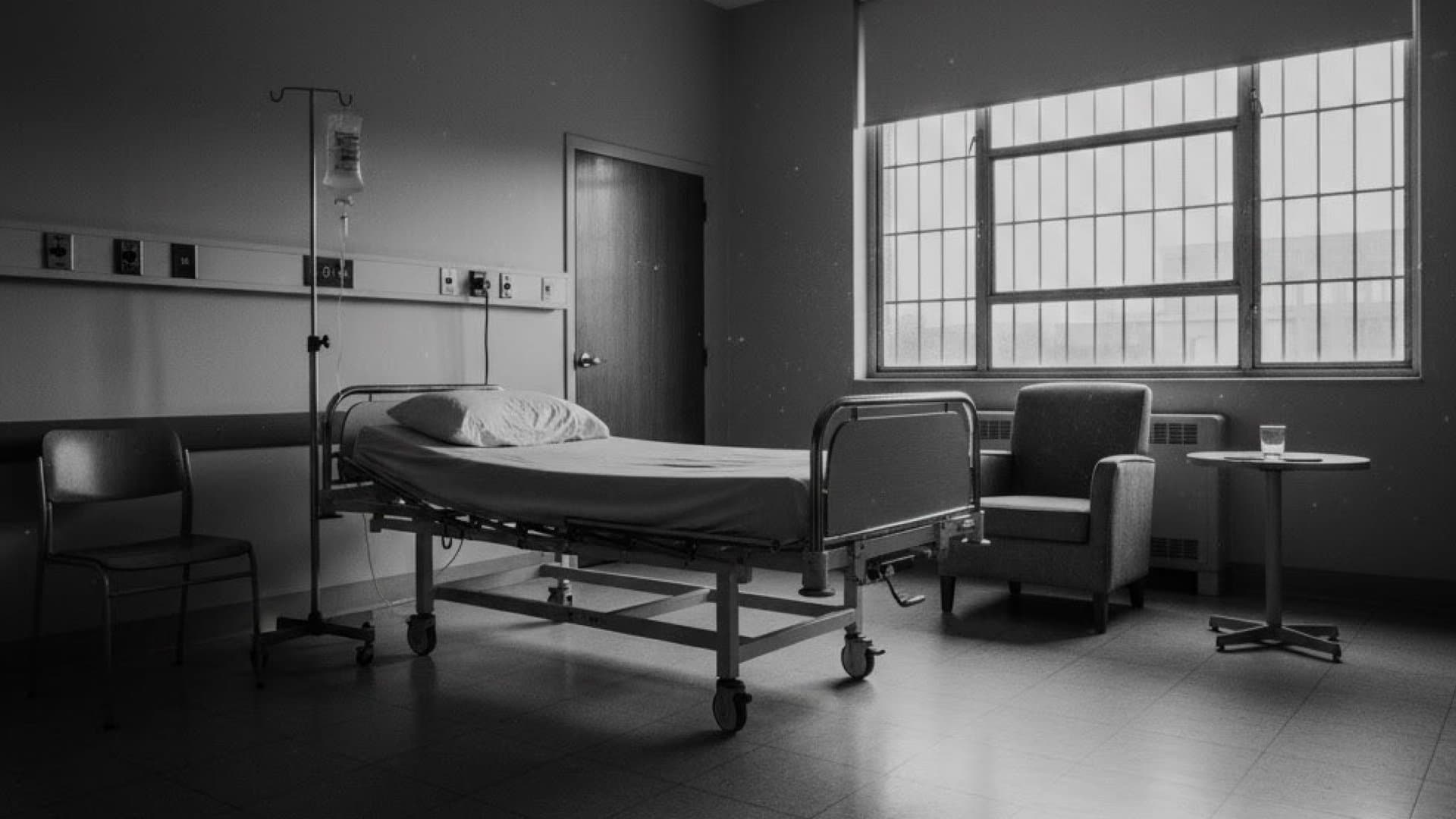誰もいない無人の病室。象徴的な写真。