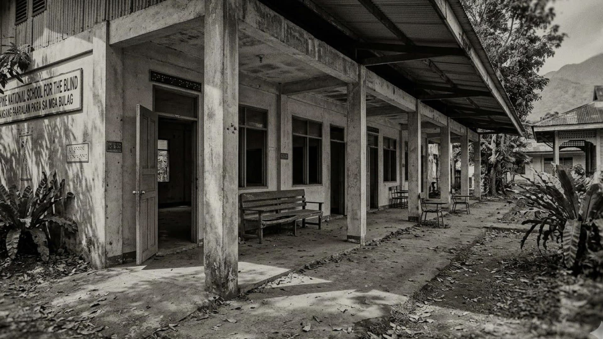 フィリピンの盲学校。少し古い校舎。誰もいない象徴的な写真。